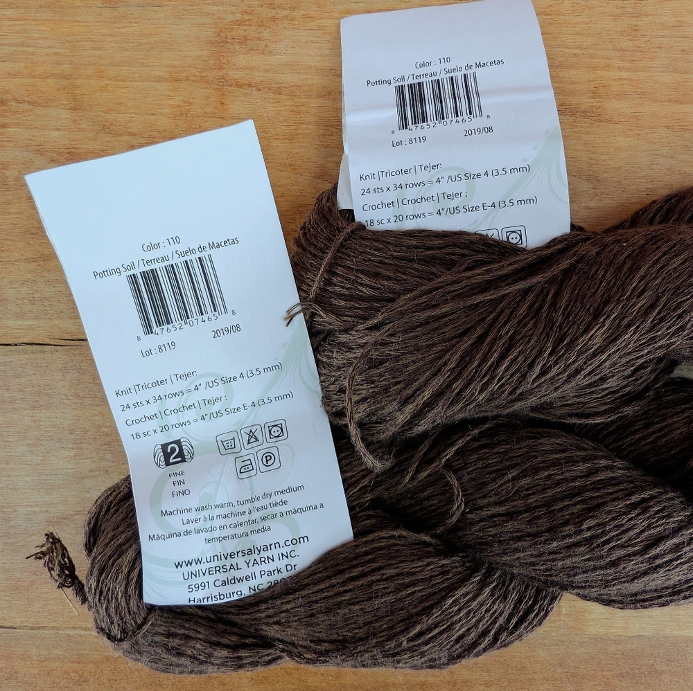 Fibra Natura Lina Yarn, Color #110, Potting Soil, 2 Hanks - Picture 3 of 3